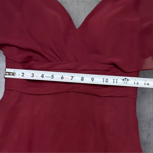 AZAZIE PAMELA Mulberry A-Line V-Neck Pleated Chiffon‎ Dress - Picture 13 of 16